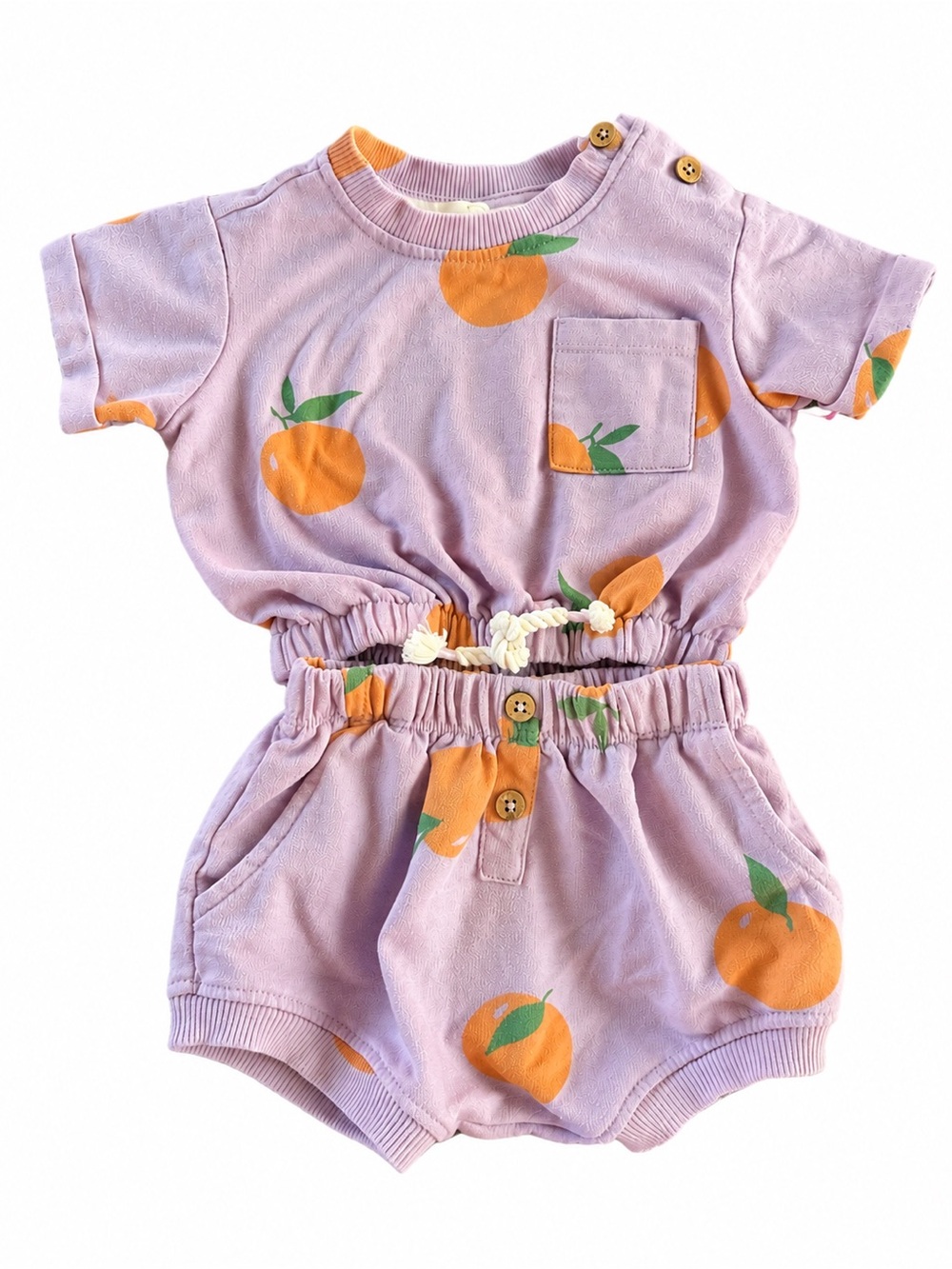 Jessica Simpson Baby Orange Print Top & Bloomer Shorts Set 0-3M
